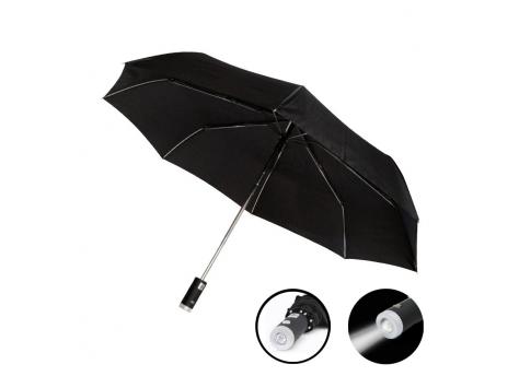 Зонт складной Farol, c фонариком, черный
