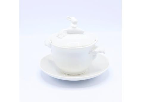 Бульонница "Кролик - Везунчик" с тарелкой, 425 мл, Белый