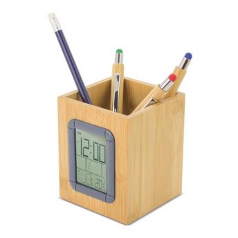 Бамбуковый держатель для ручек с метеостанцией "LAOS" NTEU3-200521