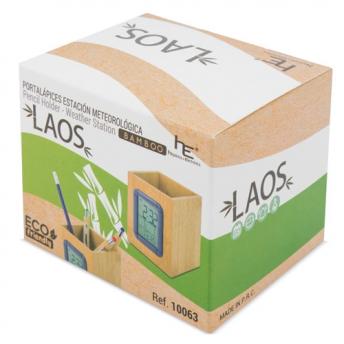 Бамбуковый держатель для ручек с метеостанцией "LAOS" NTEU3-200521