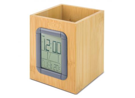 Бамбуковый держатель для ручек с метеостанцией "LAOS" NTEU3-200521