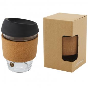 Стакан Lidan 360 мл из боросиликатного стекла с пробковой накладкой и силиконовой крышкой NTEU15-338026