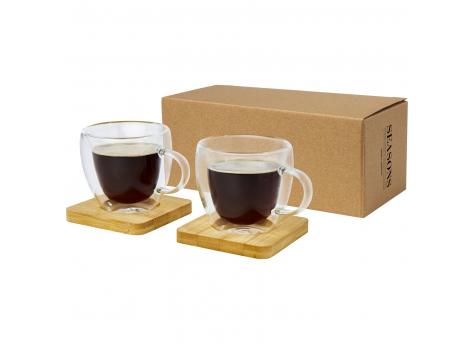 Набор из 2 чашек Manti с двойными стенками, 100 мл, с бамбуковой подставкой NTEU15-338085