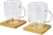 Стеклянная чашка Manti объемом 350 мл с двойными стенками и бамбуковой подставкой, 2 шт. NTEU15-338086