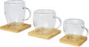 Стеклянная чашка Manti объемом 350 мл с двойными стенками и бамбуковой подставкой, 2 шт. NTEU15-338086
