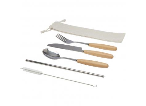 Набор столовых приборов из нержавеющей стали и бука Root, 5 предметов NTEU15-620661