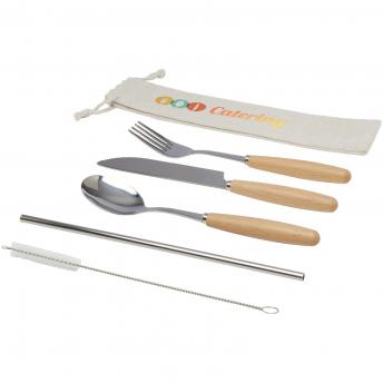 Набор столовых приборов из нержавеющей стали и бука Root, 5 предметов NTEU15-620661