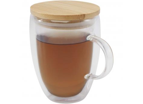 Стеклянная чашка Leona 350 мл с бамбуковой крышкой NTEU15-620651