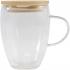 Стеклянная чашка Leona 350 мл с бамбуковой крышкой NTEU15-620651