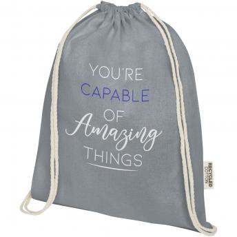 Сумка на шнурках из переработанного хлопка GRS плотностью 140 г/м² Oregon NTEU15-559204