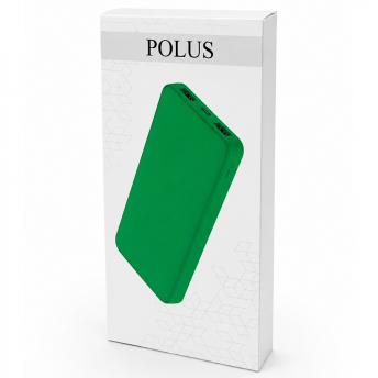 Внешний аккумулятор Polus, 10000 Mah, софт-тач покрытие, зеленый