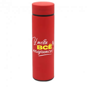 Термос Bronx софт-тач, красного цвета