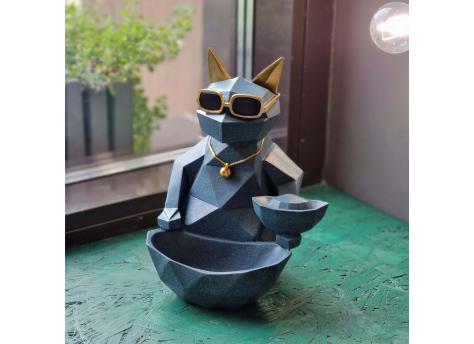 Статуэтка хранитель Кот фантазер, изумрудный