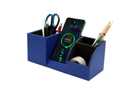 Настольный органайзер Boss c беспроводной зарядкой, синий