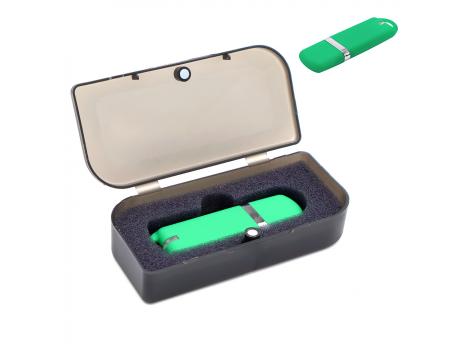 Флешка Shape с покрытием Софт Тач в футляре, зеленый