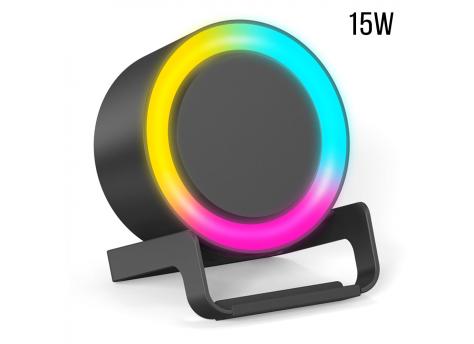 Беспроводная Bluetooth колонка U-Tone RGB c функцией беспроводной зарядки 15W, черный