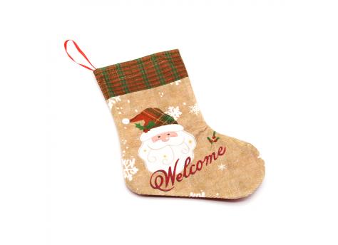 Сапожок подарочный новогодний №3 (олень коричнево-белый), коричнево-белый