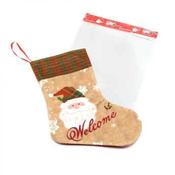 Сапожок подарочный новогодний №3 (олень коричнево-белый), коричнево-белый