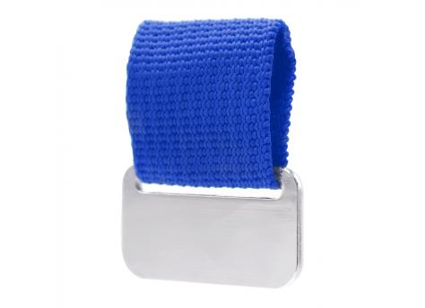 Металлический шильд с цветным ремешком (съёмный), синий