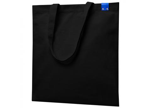 Сумка для покупок IVORY 325 г/м² с PU нашивкой, чёрный/синий
