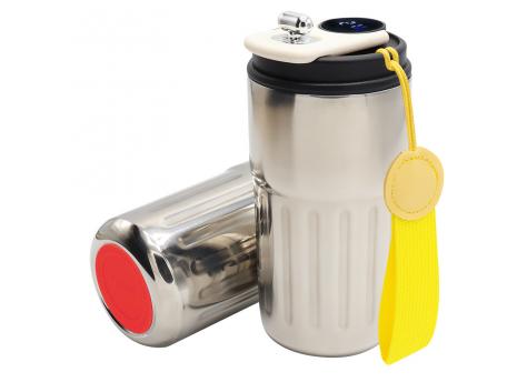 Термокружка Ashly To Go, серебристая/жёлтая/красная
