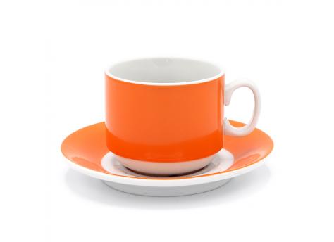 Чайная пара фарфоровая 220см³ экспресс Sunrise, оранжевый, в коробке