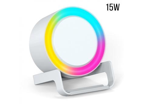 Беспроводная Bluetooth колонка U-Tone RGB c функцией беспроводной зарядки 15W, белый