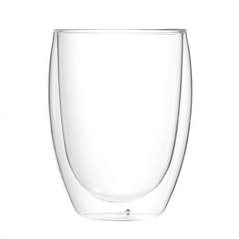 Стакан стеклянный Lotos с двойными стенками и крышкой, голубой