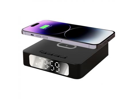 Часы с беспроводной зарядкой Raven 3в1, черный