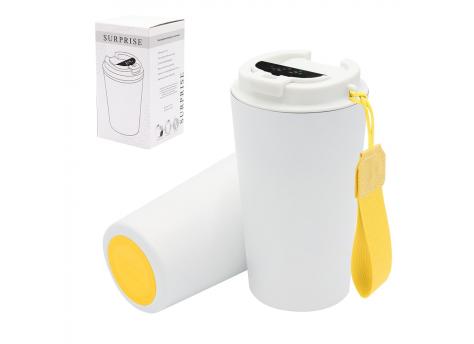 Термокружка Surprise To Go с индикатором, белая/жёлтая