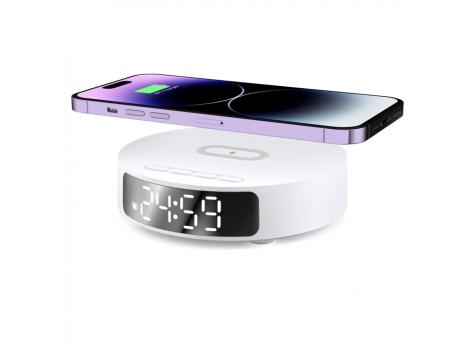 Часы с беспроводной зарядкой Dovel 3в1, белый