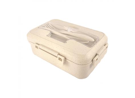 Ланчбокс (контейнер для еды) Sadler из пшеничного волокна, бежевый-S