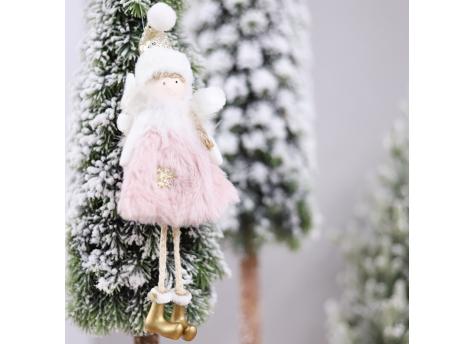 Новогоднее украшение Рождественский ангел, розовый