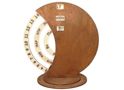 Вечный календарь из дерева Time коричневый