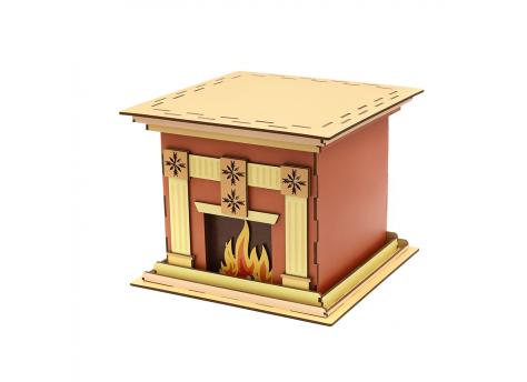 Камин большой - упаковка новогодняя из дерева