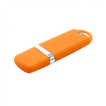 Флешка Shape с покрытием Софт Тач в футляре, оранжевая