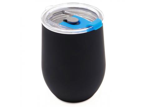 Термокружка с двойной стенкой SOFTO To Go софт-тач, черная/синяя