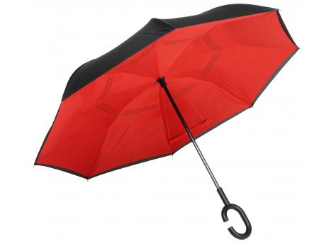 Реверсивный зонт-трость FLIPPE, черный, красный NTEU7-93929