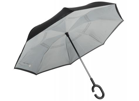 Реверсивный зонт-трость FLIPPE, черный, светло-серый NTEU7-93931