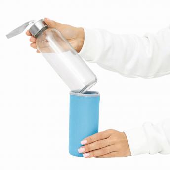 Стеклянная бутылка TAKE WELL, синяя, прозрачная NTEU7-93267