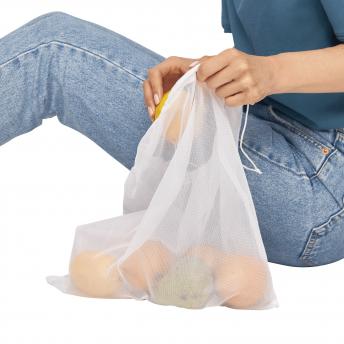 Сетчатый мешок на шнурках для овощей и фруктов VEG BAG, белый NTEU7-93744