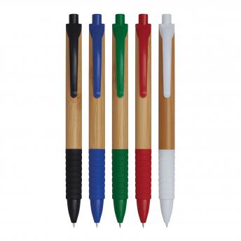 Ручка шариковая BAMBOO RUBBER, коричневая, зеленая NTEU7-92622