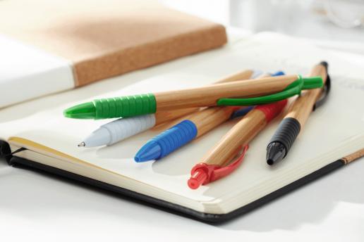 Ручка шариковая BAMBOO RUBBER, коричневая, зеленая NTEU7-92622