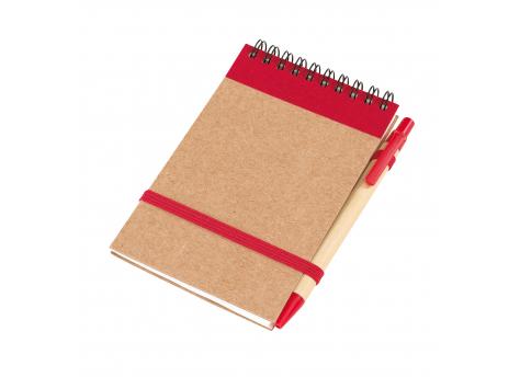 Блокнот с ручкой RECYCLE, красная NTEU7-93186