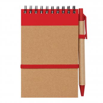 Блокнот с ручкой RECYCLE, красная NTEU7-93186