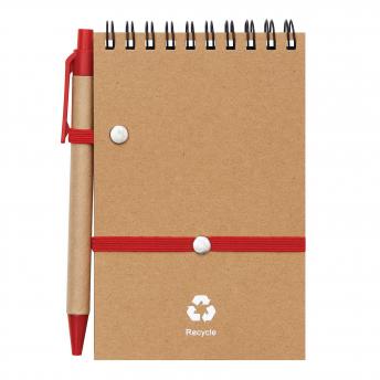 Блокнот с ручкой RECYCLE, красная NTEU7-93186