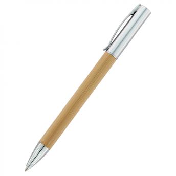Ручка "Игнасия" с корпусом из бамбука, серебристый