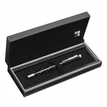 Ручка-роллер RIGA, черная, серебристая NTEU7-92926