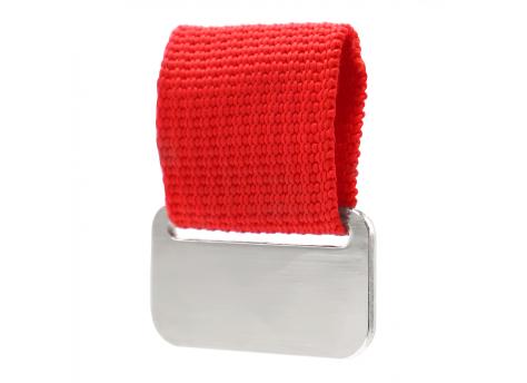 Металлический шильд с цветным ремешком (съёмный), красный