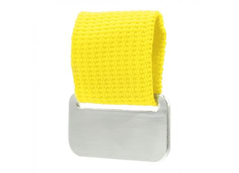 Металлический шильд с цветным ремешком (съёмный), жёлтый